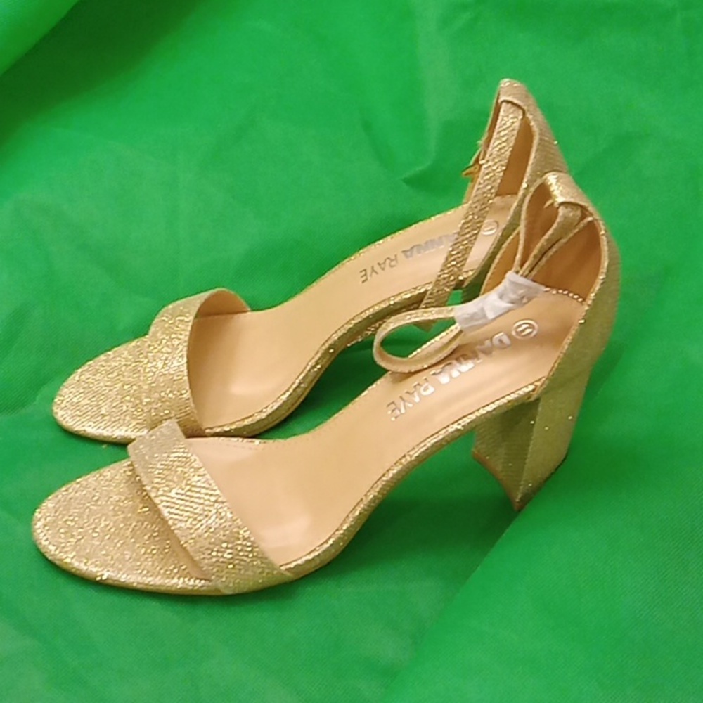 Dana raye rose gold glitter heel